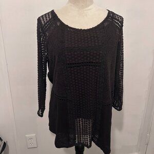 Lucky Brand Black Sheer Top